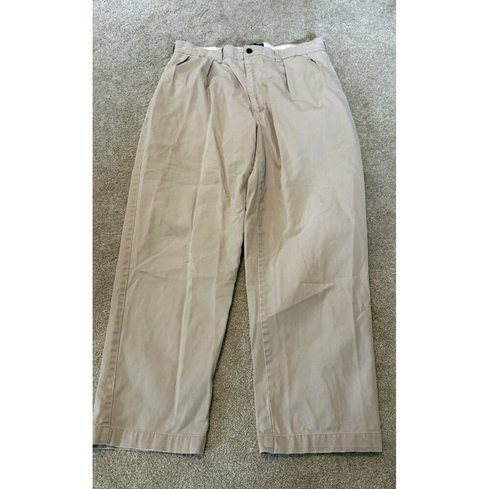 Polo Ralph Lauren Andrew Pant Men's size 35X30 Light Khaki Pleated Chino Cotton